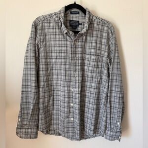 Pendleton Evergreen 100% virgin wool grey scale plaid flannel button down Mens L
